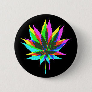 Badge Rond 5 Cm Feuilles de plante sauvage - néon coloré + vos