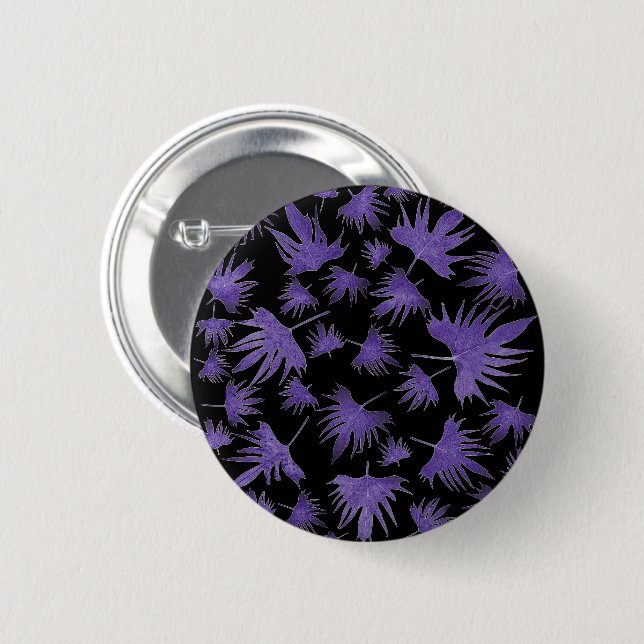 Badge Rond 5 Cm Feuilles de vigne canarienne violet (Devant & derrière)
