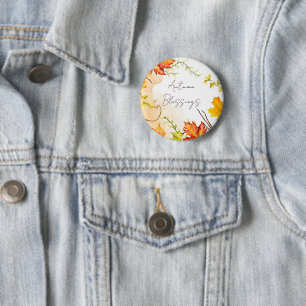 Badge Rond 5 Cm Feuilles d'érable d'automne avec texte personnalis