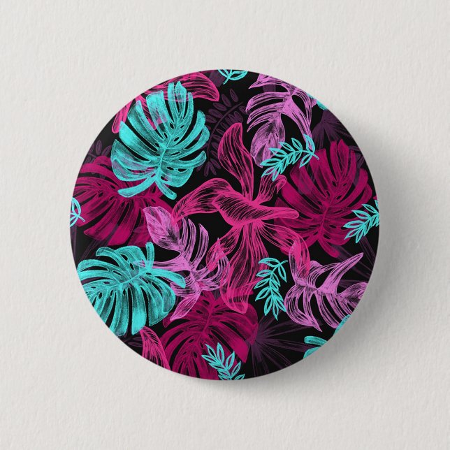 Badge Rond 5 Cm Feuilles tropicaux (Devant)