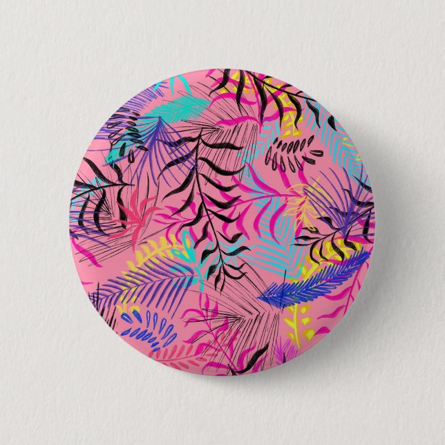 Badge Rond 5 Cm Feuilles tropicaux (Devant)