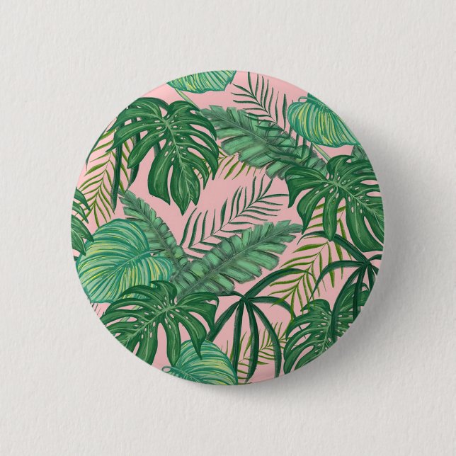 Badge Rond 5 Cm Feuilles tropicaux (Devant)