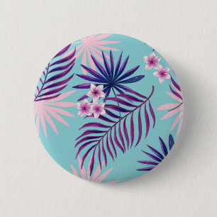 Badge Rond 5 Cm Feuilles tropicaux et fleurs 2