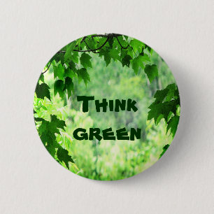 Badge Rond 5 Cm Feuillu pensez le vert