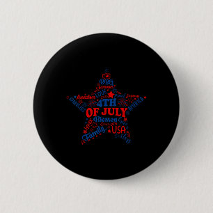 Badge Rond 5 Cm Feux d'artifice 4 juillet Journée de la liberté pa