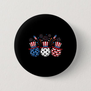 Badge Rond 5 Cm Feux d'artifice drôles de Pickleball Drapeau améri