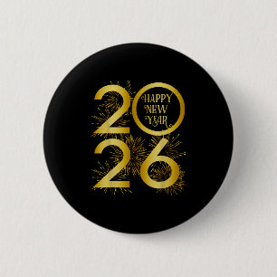 Badge Rond 5 Cm Feux d'artifice du Nouvel An 2026 - Bonne Année 20