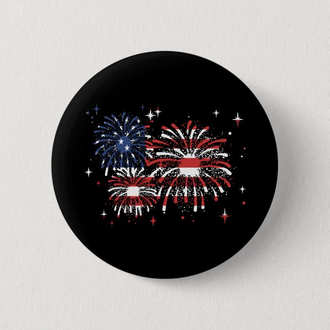 Badge Rond 5 Cm Feux d'artifice États-Unis (Devant)