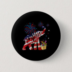 Badge Rond 5 Cm Feux d'artifice heureux éléphant républicain meric