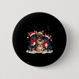 Badge Rond 5 Cm Feux de Noël Chien-taureaux français Noël Chien-fr
