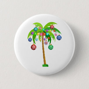 Badge Rond 5 Cm Feux de Noël plage de hawaii de palmiers tropicau