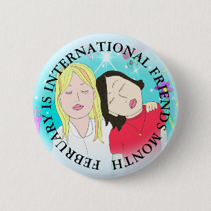 Badge Rond 5 Cm Février est le bouton Mois des amis internationaux