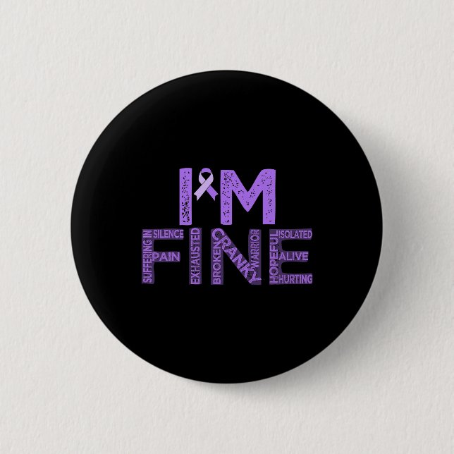 Badge Rond 5 Cm Fibromyalgie fine guerrier Fibro Sensibilisation V (Devant)