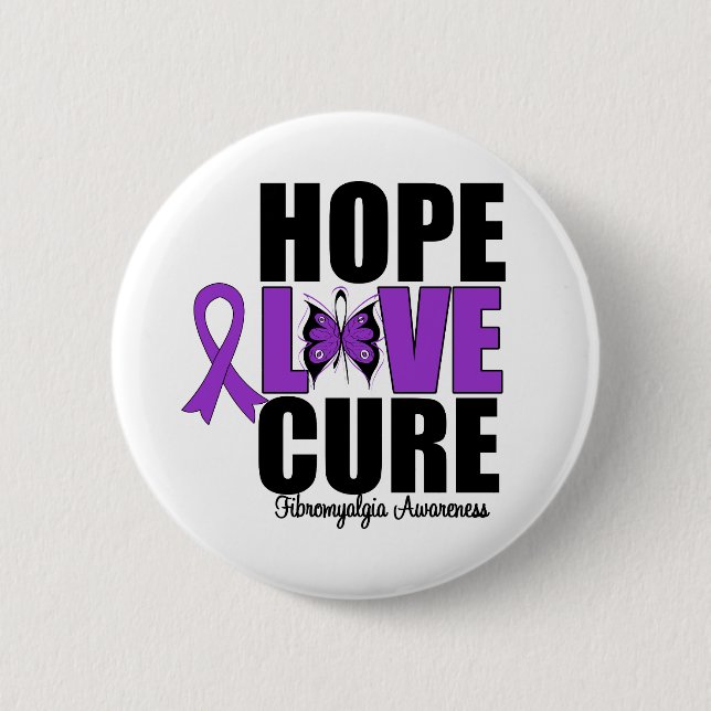 Badge Rond 5 Cm Fibromyalgie Hope Love Cure (Devant)