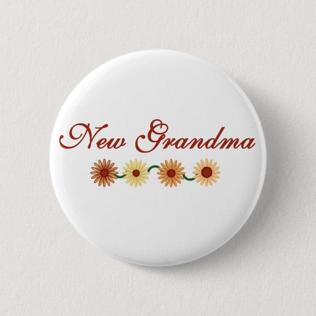 Badge Rond 5 Cm Ficelle de nouvelle grand-maman de fleurs (Devant)