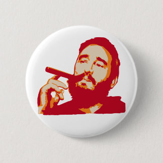 Badge Rond 5 Cm Fidel Castro avec bouton Portrait Cigar