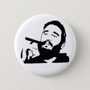 Badge Rond 5 Cm Fidel Castro avec le bouton de portrait de cigare
