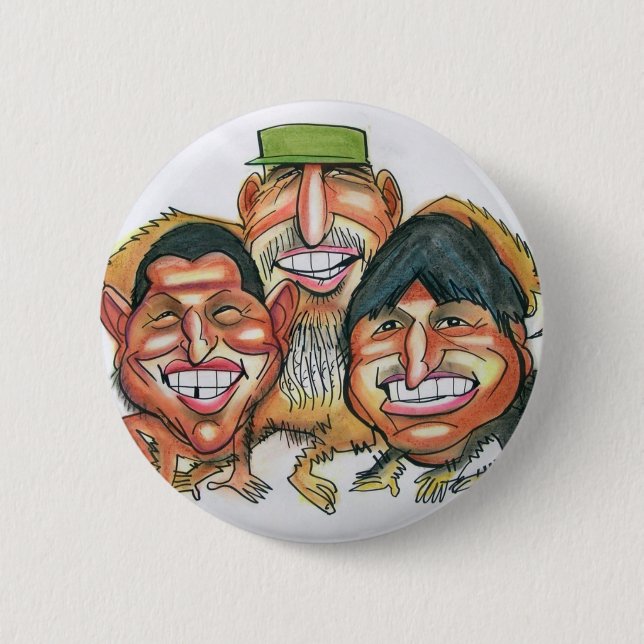 Badge Rond 5 Cm Fidel Castro, Hugo Chavez, moraux d'evo (Devant)