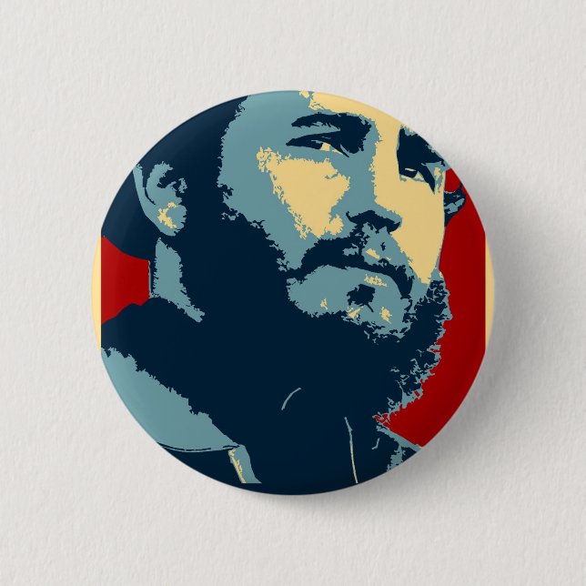 Badge Rond 5 Cm Fidel Castro - président cubain de révolution du (Devant)