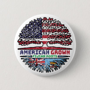 Badge Rond 5 Cm Fidji Fijian États-Unis États-Unis Arbre américain