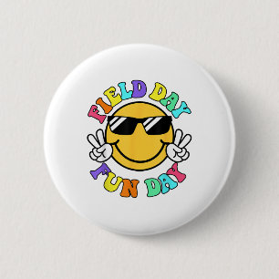 Badge Rond 5 Cm Field Day Fun Day Smile Face Enseignants Field Da