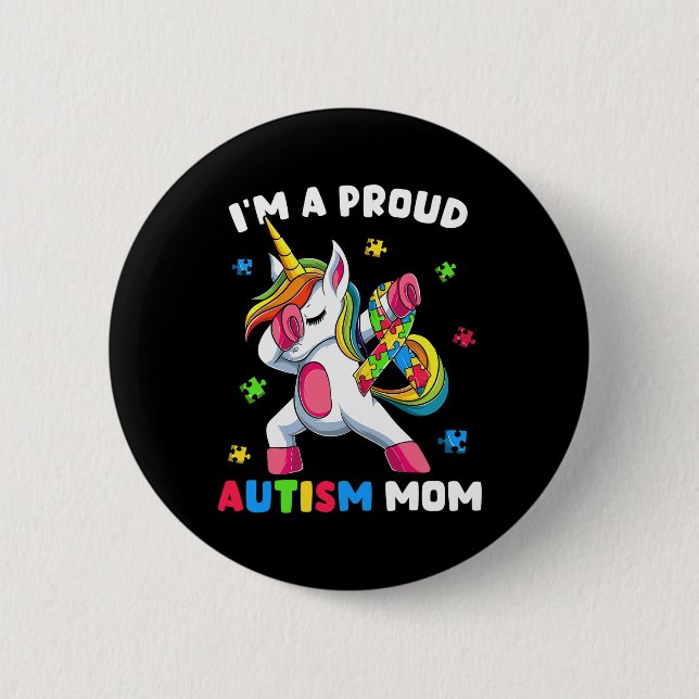 Badge Rond 5 Cm Fier Autisme Maman Danse Dab (Devant)