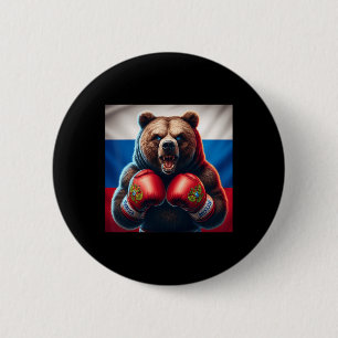 Badge Rond 5 Cm Fier Boxer d'ours russe Russie Boxer de Kickboxer