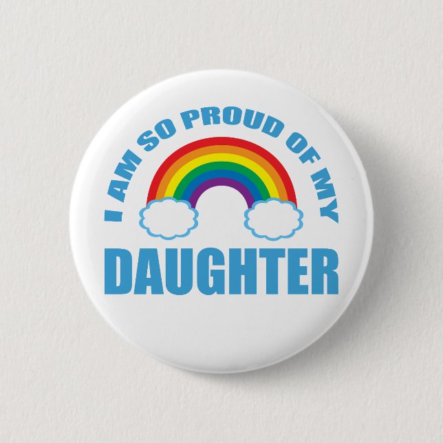 Badge Rond 5 Cm Fier de ma fille Gay pride arc-en-ciel Parent (Devant)