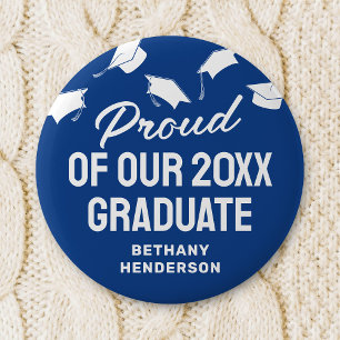 Badge Rond 5 Cm Fier de notre Bleu Graduate 2025