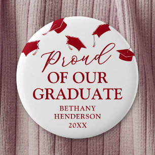 Badge Rond 5 Cm Fier de notre Graduate Red Graduate Graduate