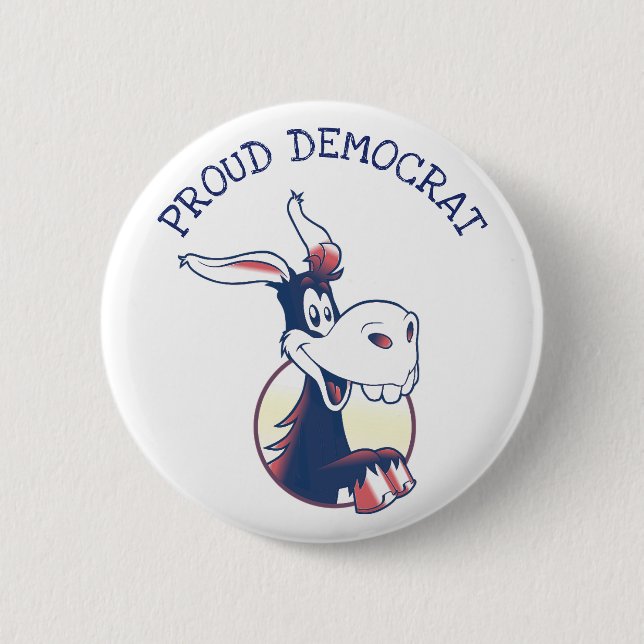 Badge Rond 5 Cm Fier démocrate âne politique drôle bouton (Devant)