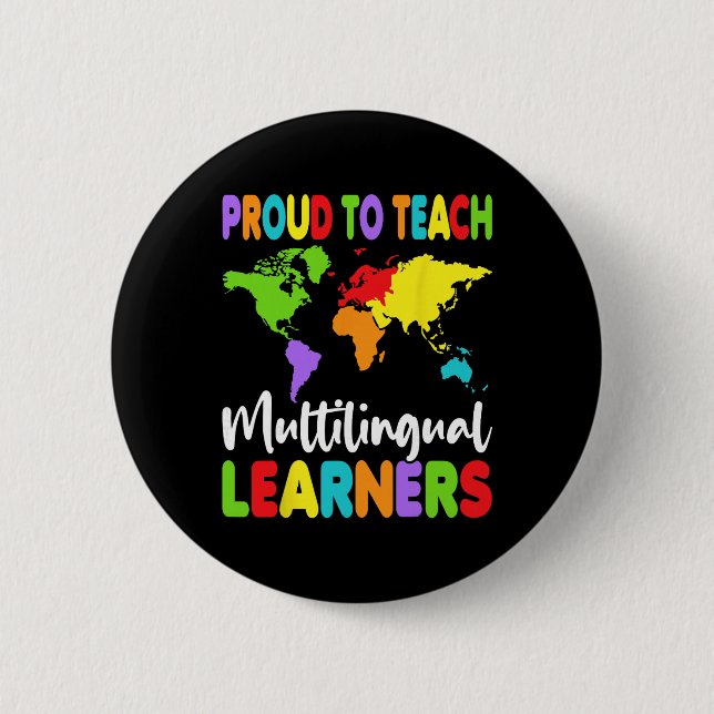 Badge Rond 5 Cm Fier d'enseigner aux apprenants multilingues - Ens (Devant)