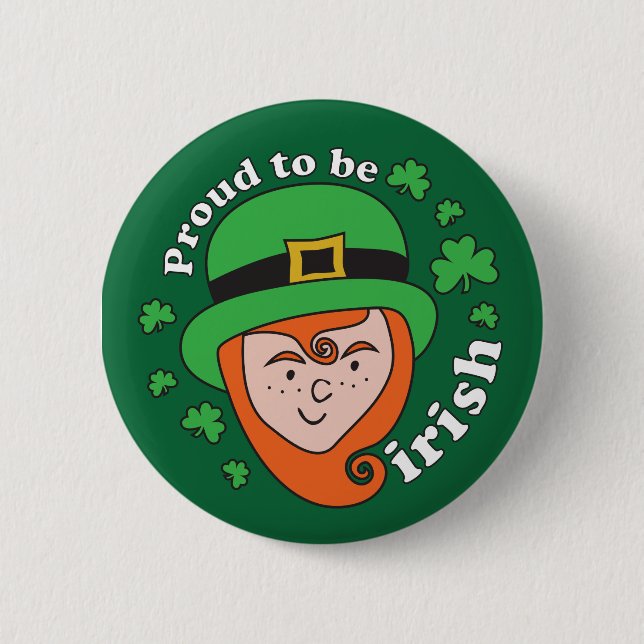 Badge Rond 5 Cm Fier d'être irlandais - bouton de lutin (Devant)