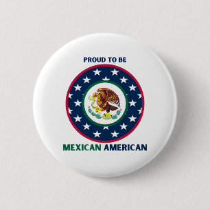 BADGE ROND 5 CM FIER D'ÊTRE MEXICAIN AMÉRICAIN
