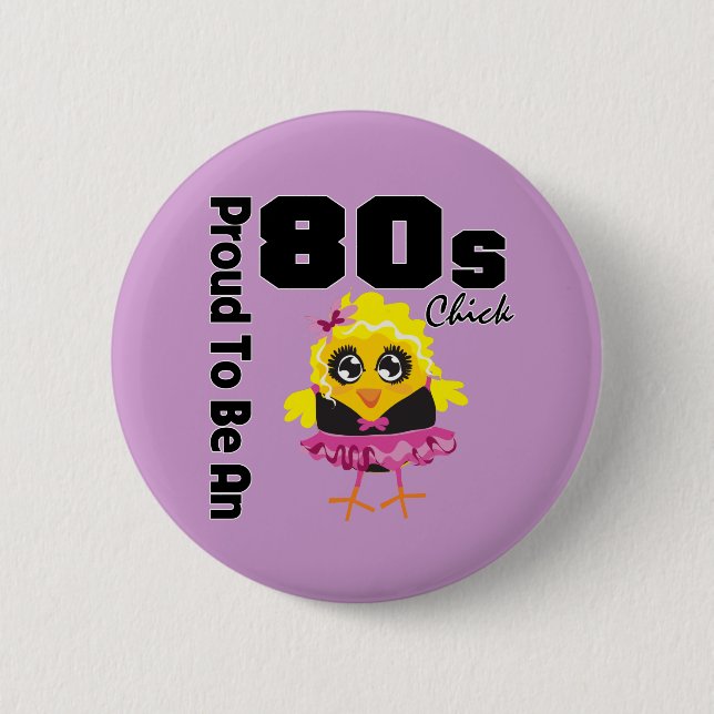Badge Rond 5 Cm Fier d'être un poussin 80s (Devant)