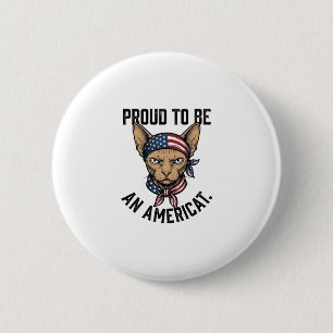 Badge Rond 5 Cm Fier d'être un T-shirt de chat patriotique américa