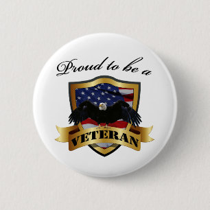 Badge Rond 5 Cm Fier d'être un vétéran