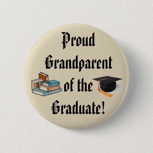 Badge Rond 5 Cm FIER GRAND-PARENT DU Bouton DIPLÔMÉ (Devant)