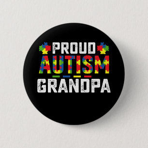 Badge Rond 5 Cm Fier grand-père autiste de sensibilisation à la fa