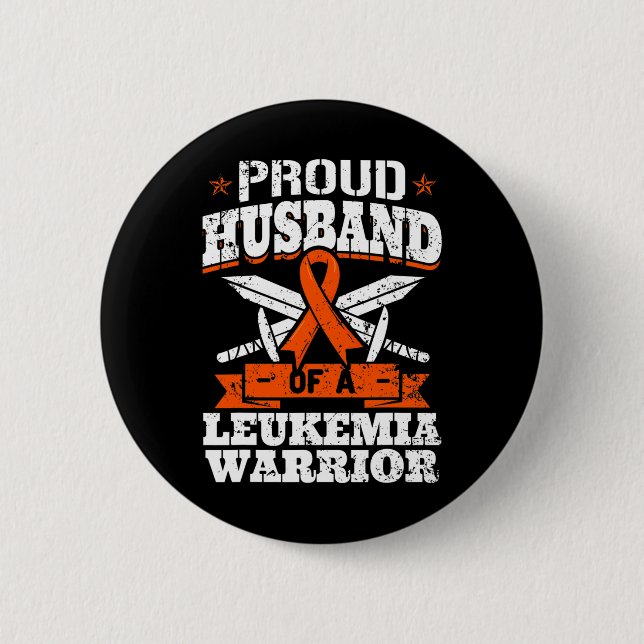 Badge Rond 5 Cm Fier Mari D'Une Leucémie Guerrier Sensibilisation  (Devant)