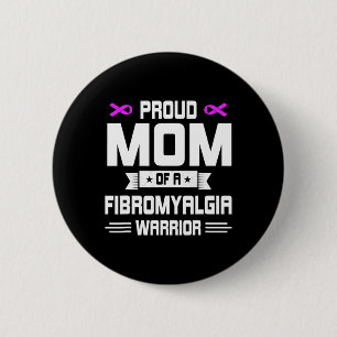 Badge Rond 5 Cm Fier Mère Guerrier D'Une Sensibilisation Fibromyal