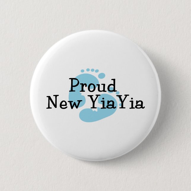 Badge Rond 5 Cm Fier New Yiayia Baby boy Empreintes (Devant)