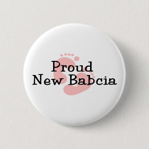 Badge Rond 5 Cm Fier Nouveau Babcia Baby Girl Empreintes