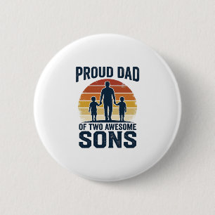 Badge Rond 5 Cm Fier papa de deux fils géniaux design de t-shirt v