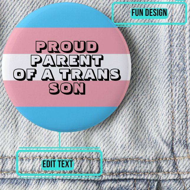 Badge Rond 5 Cm Fier parent d'un fils trans (Please enjoy our LGBTQ+ ally products)