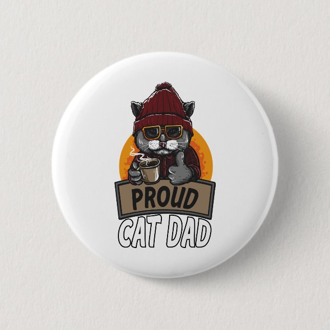 Badge Rond 5 Cm Fier père de chat (Devant)