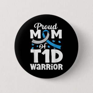Badge Rond 5 Cm Fier T1d Maman Son combat est mon combat Type1 Dia