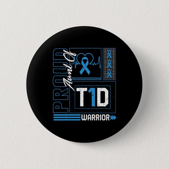 Badge Rond 5 Cm Fier Tante De T1D Guerrier Des Lauréats Du Diabète (Devant)