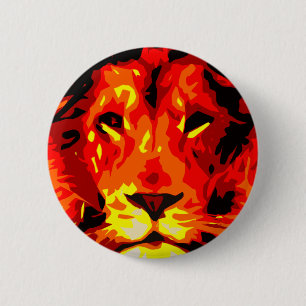 Badge Rond 5 Cm Fierce Red Lion