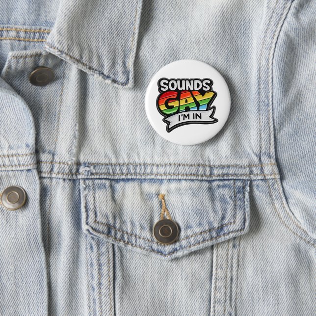 Badge Rond 5 Cm Fière Arc-en-ciel, j'y suis (En situation)